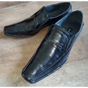 Men's slip on black dress shoes Alberto Fellini